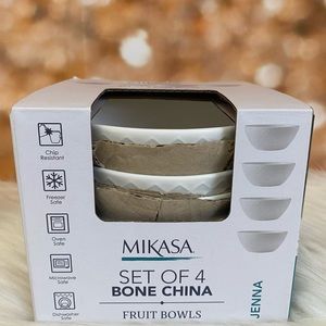 4 Mikasa JENNA Pattern Bone China Basket Woven Pattern Fruit Bowls